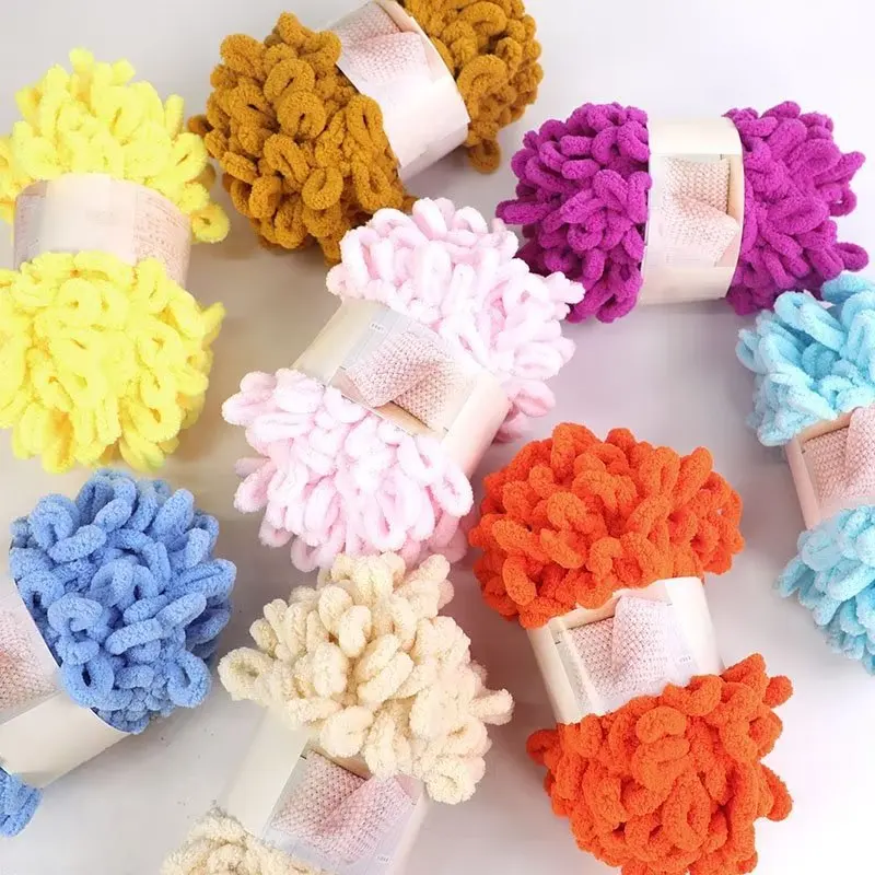 Throw Blanket Chunky Knit - 100g/볼 핑거 루프 원사 스레드 푹신한