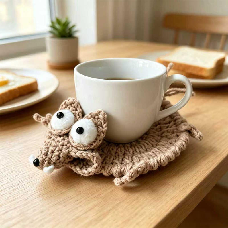 귀여운 손뜨개 동물 컵받침, 수제 니트 음료 컵 매트, - Home And Textiles Today 리뷰 및 가격