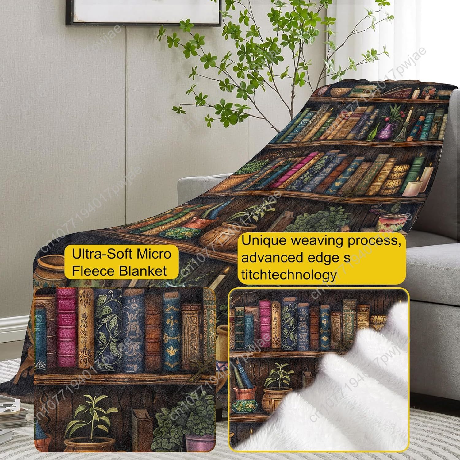 빈티지 책장 담요 독서용 플리스 담요 앤티크 책과 장식 - Quality Home Textiles 리뷰 및 가격