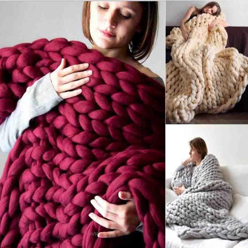 두꺼운 큰 털실 로빙 니트 담요, 따뜻한 소파 침대 담 - Throw Blanket Chunky Knit 리뷰 및 가격