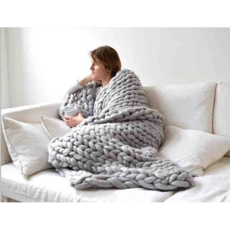 두꺼운 큰 털실 로빙 니트 담요, 따뜻한 소파 침대 담 - Throw Blanket Chunky Knit 리뷰 및 가격