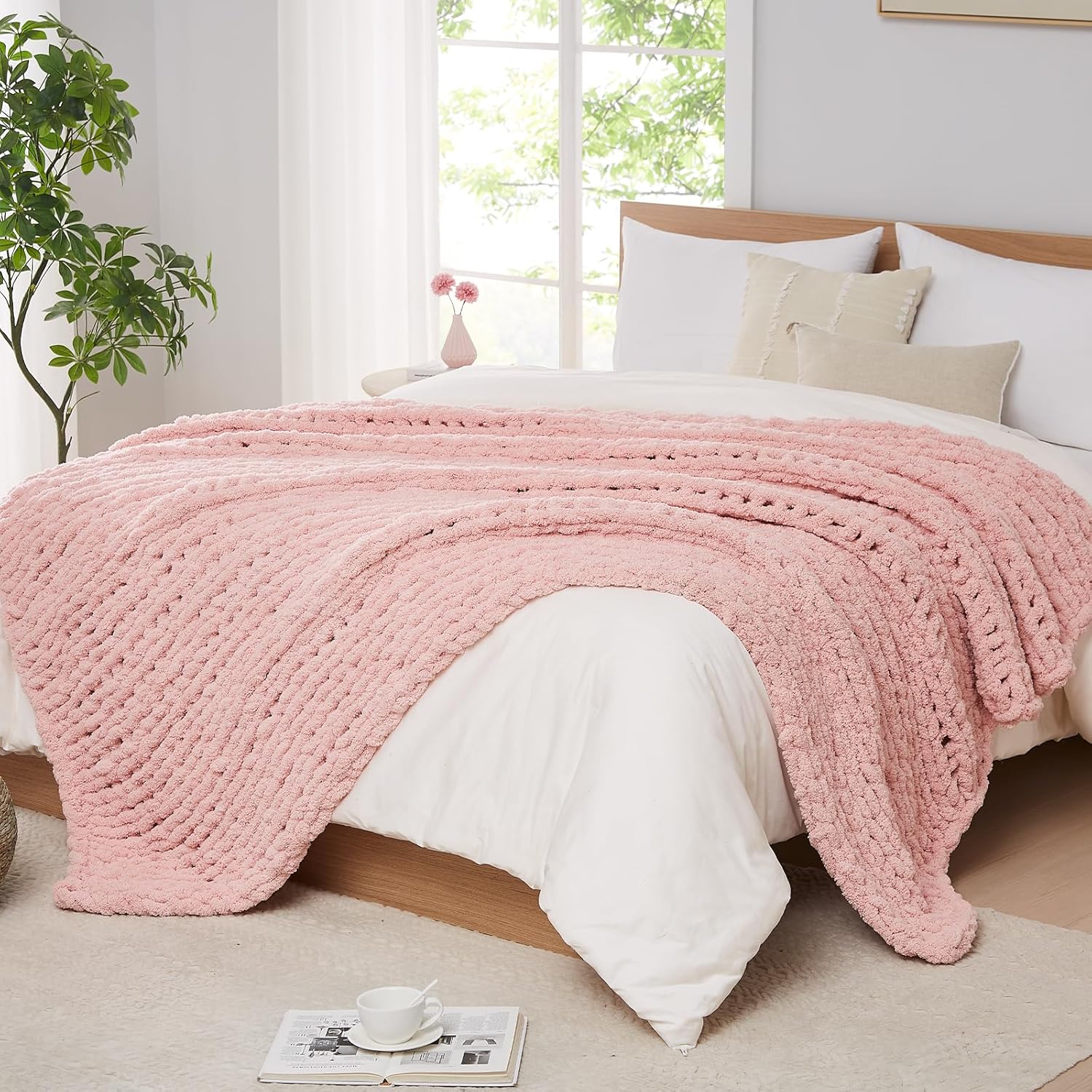 Chunky 니트 담요 던지기 셔닐 실 Chunky 니 - Throw Blanket Chunky Knit 리뷰 및 가격