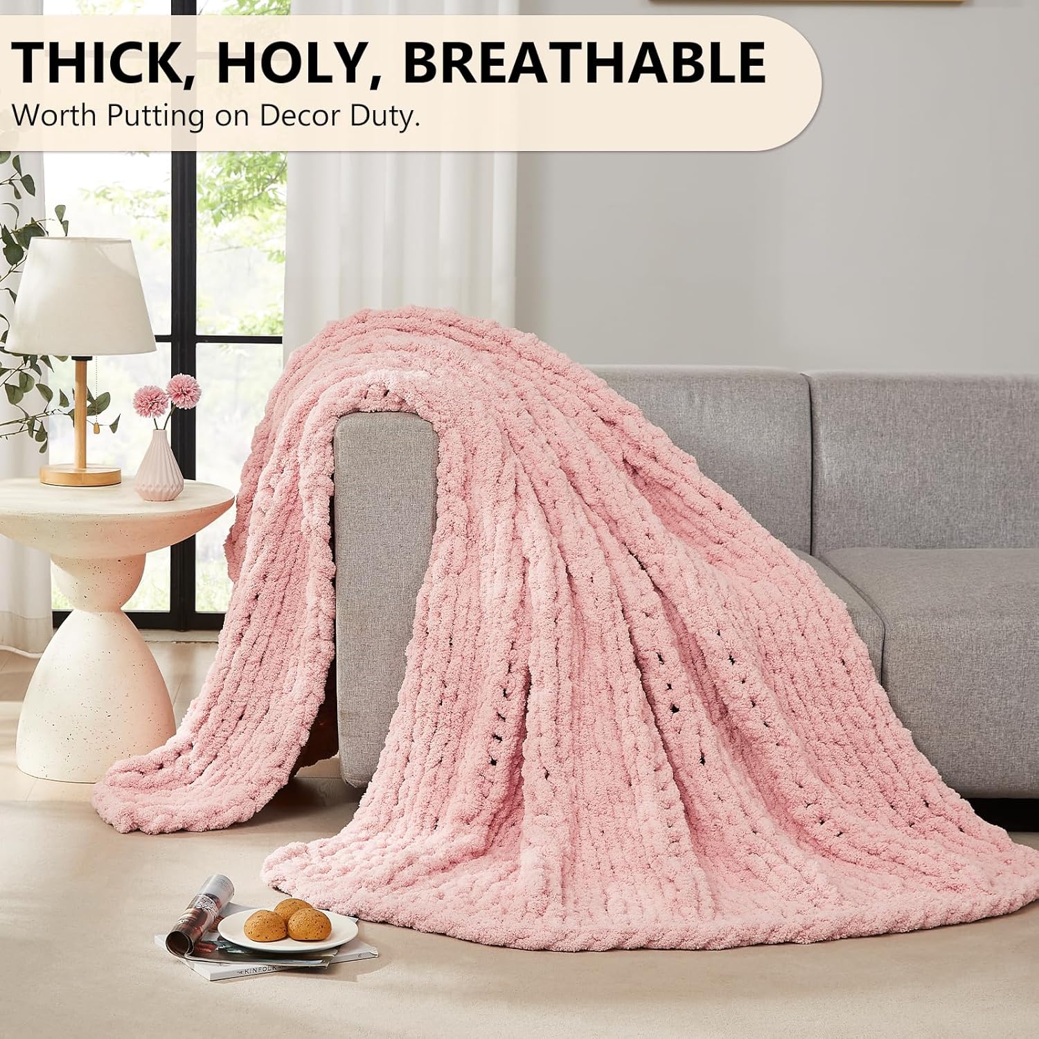 Chunky 니트 담요 던지기 셔닐 실 Chunky 니 - Throw Blanket Chunky Knit 리뷰 및 가격