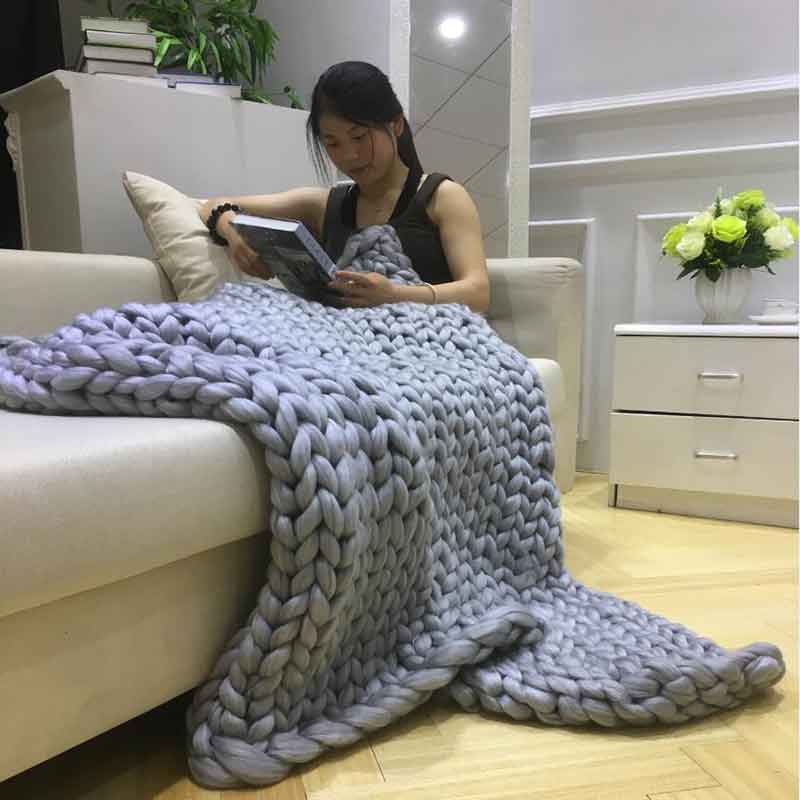 손으로 두툼한 니트 담요, 두꺼운 털실 같은 폴리에스터 - Throw Blanket Chunky Knit 리뷰 및 가격