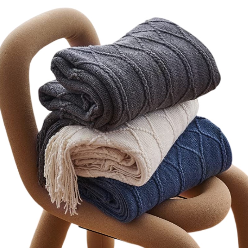 빈티지 카키 그레이 네이비 태슬 니트 블랭킷 두툼하고  - Throw Blanket Chunky Knit 리뷰 및 가격
