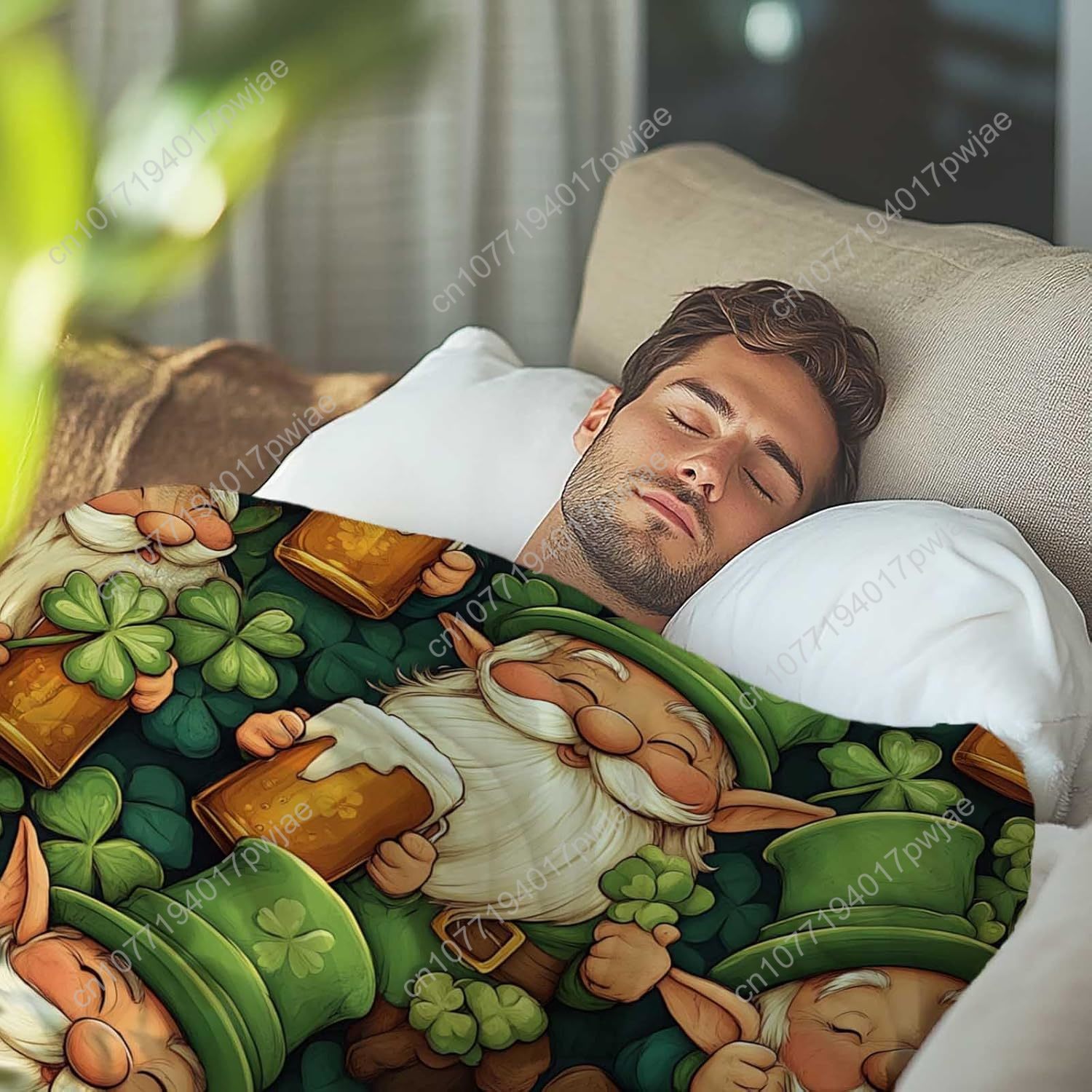 성 패트릭의 날 요정 담요, 맥주잔과 샴록 무늬, 모든 - Quality Home Textiles 리뷰 및 가격