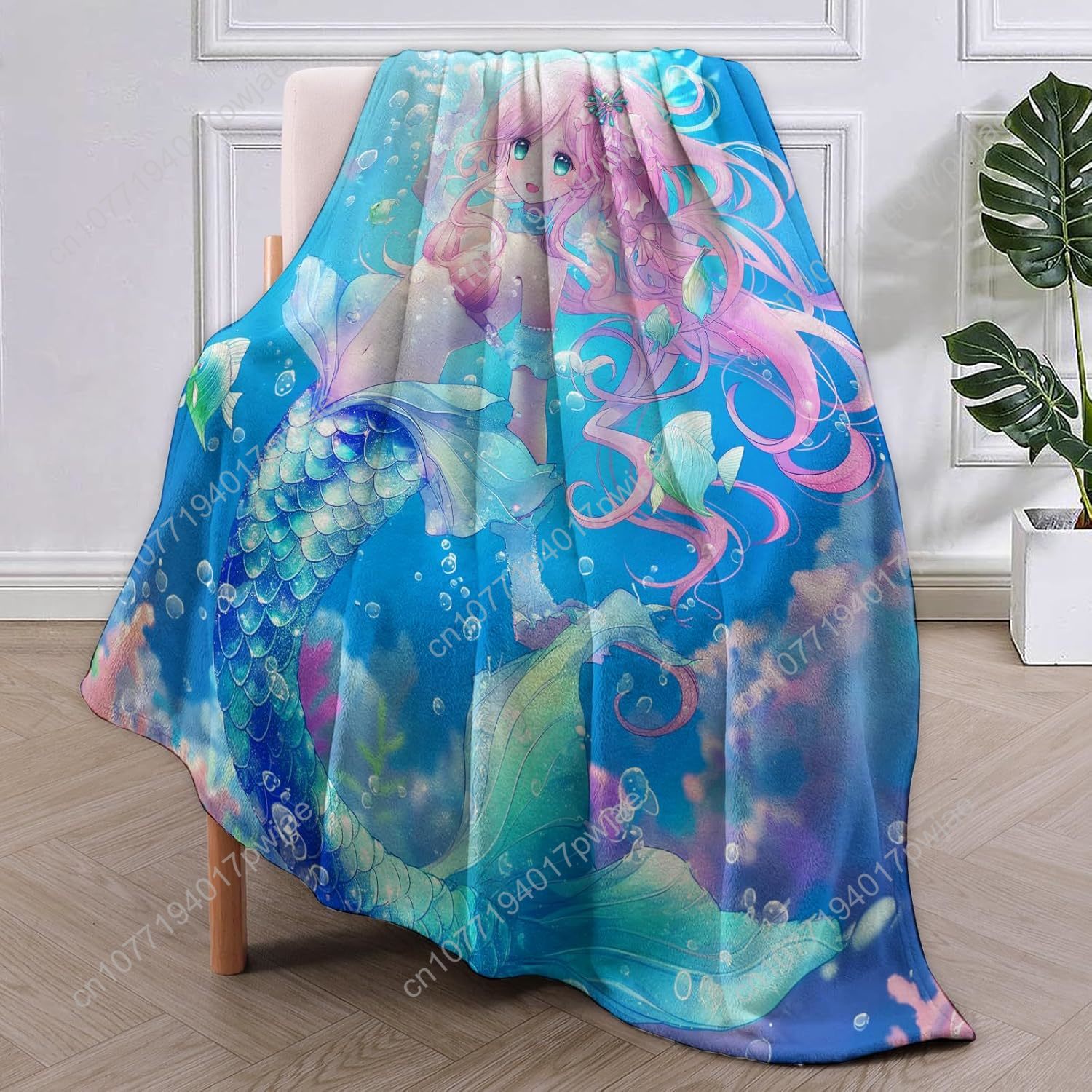 귀여운 인어 담요 만화 플란넬 담요 부드럽고 따뜻한 가 - Quality Home Textiles 리뷰 및 가격